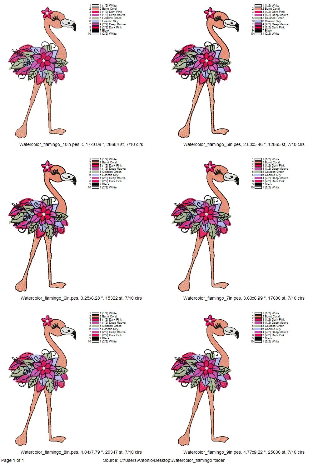 Watercolor Effect Floral Flamingo