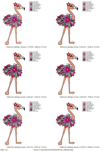 Watercolor Effect Floral Flamingo