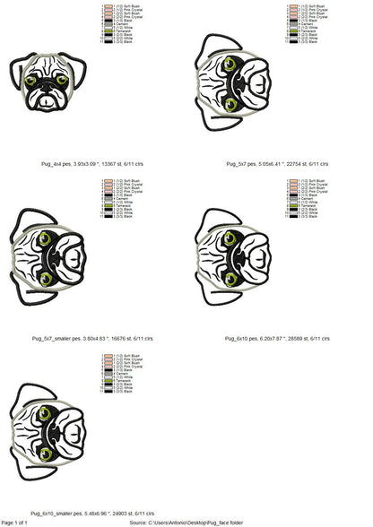 Pug Head Applique