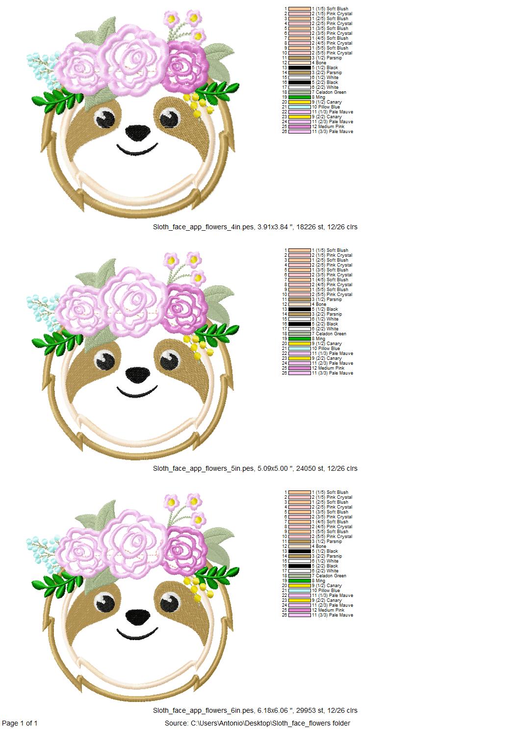 Floral Sloth Pretty Eyes
