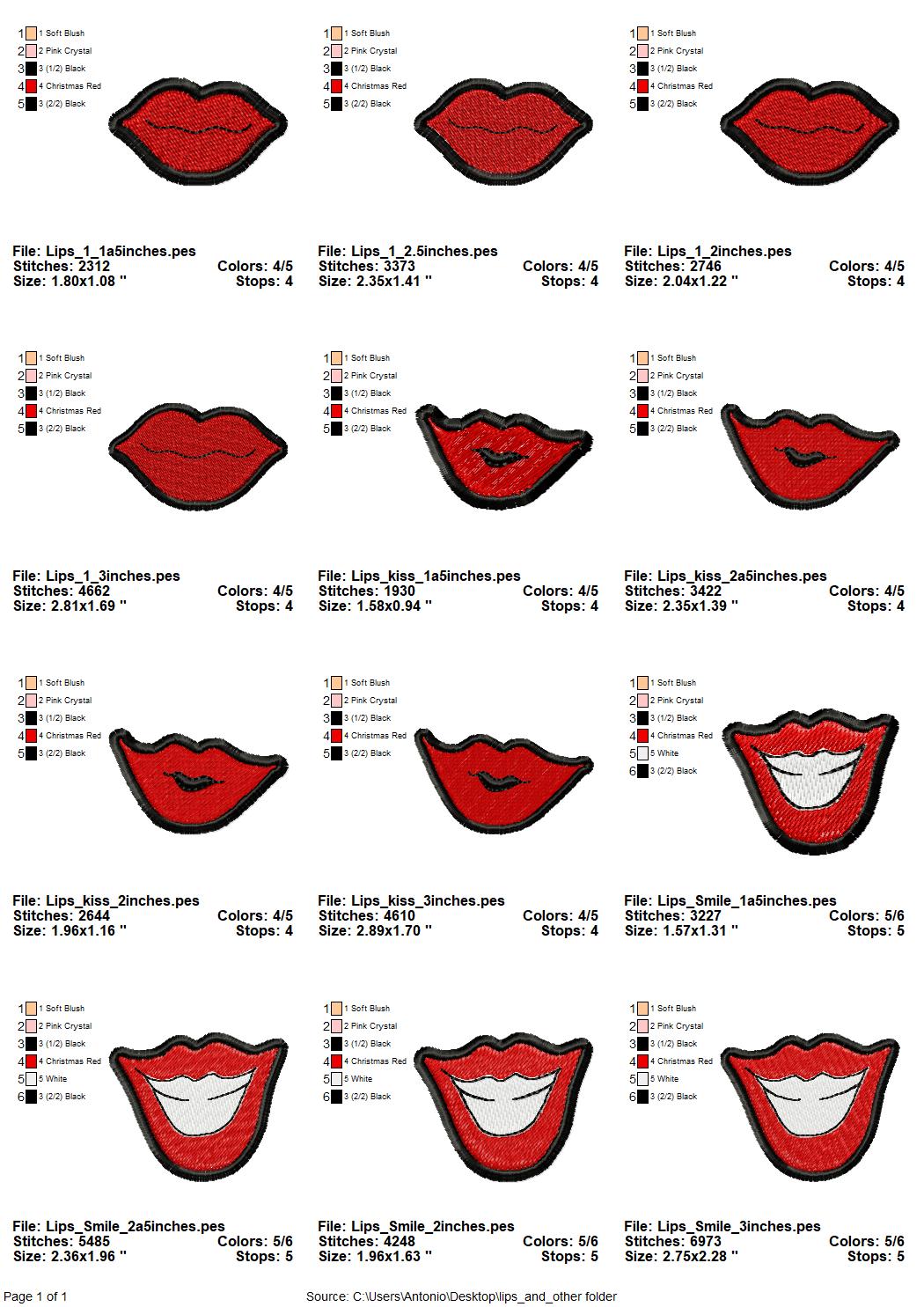 Mouth and Kiss Patch Set of 3