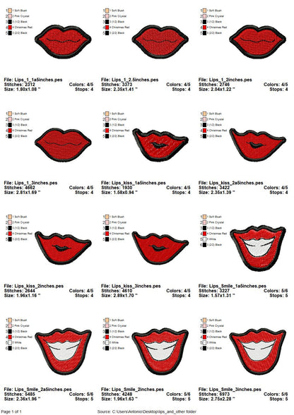 Mouth and Kiss Patch Set of 3