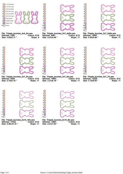 Easter Bunny Trio Applique