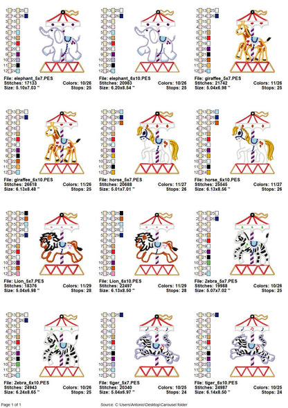Carousel Set of 6 animal