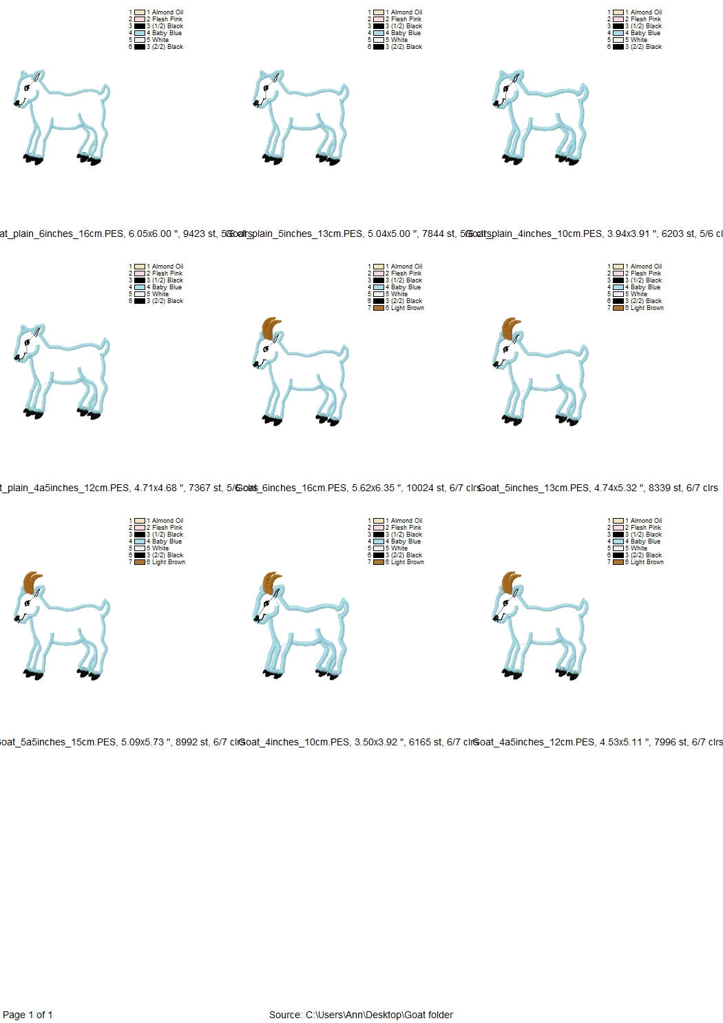Goat with horns and without