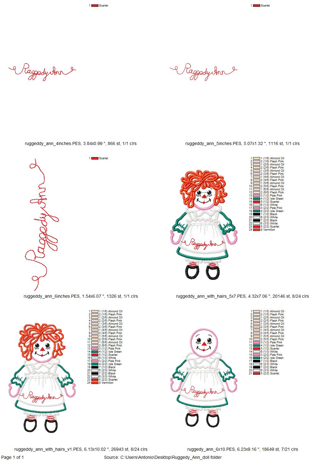 Raggedy Ann Set of 2 Types