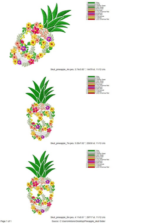 Floral Pineapple Skull