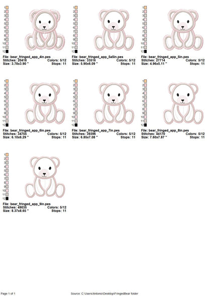 Fringed Teddy Bear Applique