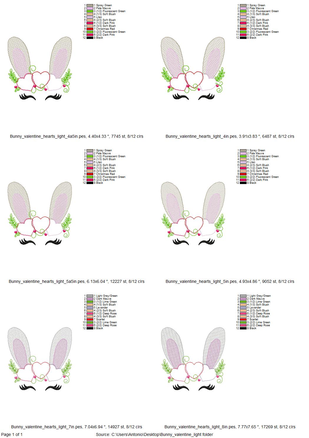 Light Stitch Bunny Face with Heart