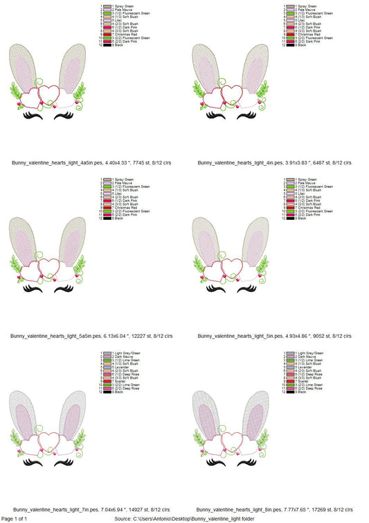 Light Stitch Bunny Face with Heart