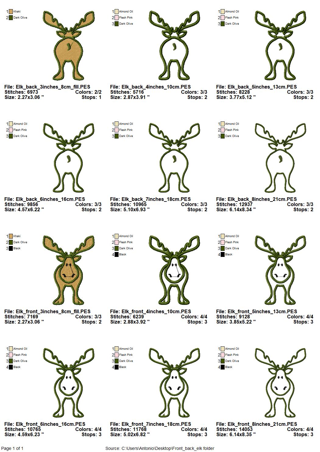 Front and Back Elk Moose