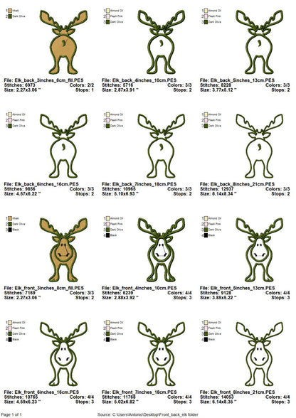 Front and Back Elk Moose