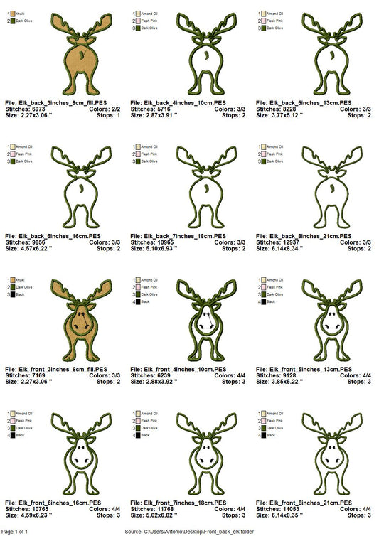 Front and Back Elk Moose