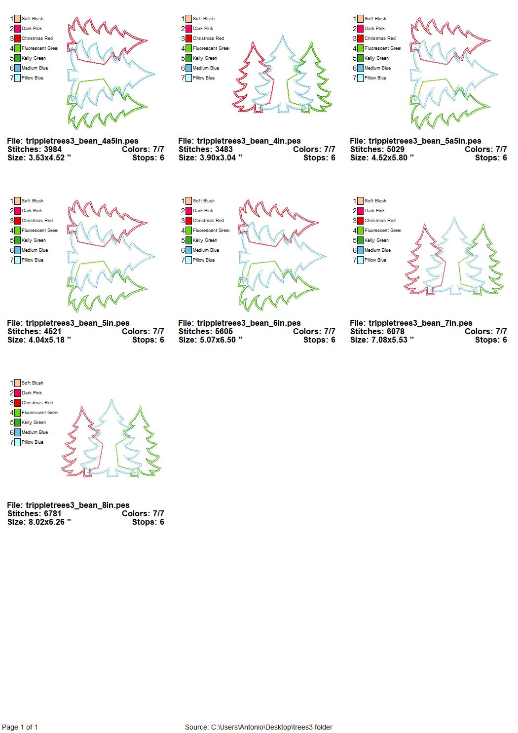 Christmas Tree Trio Woodland Applique