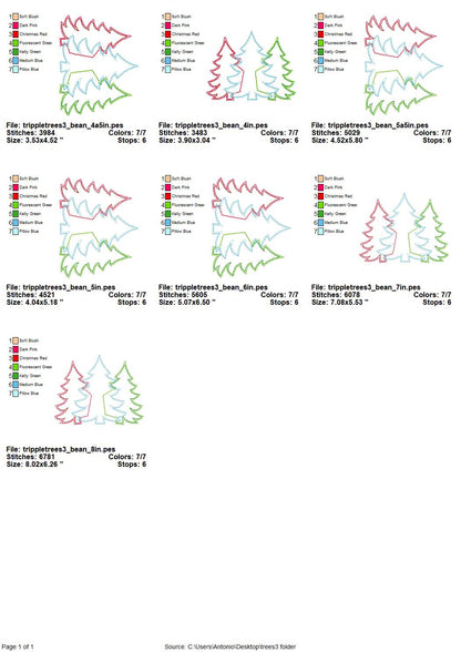 Christmas Tree Trio Woodland Applique