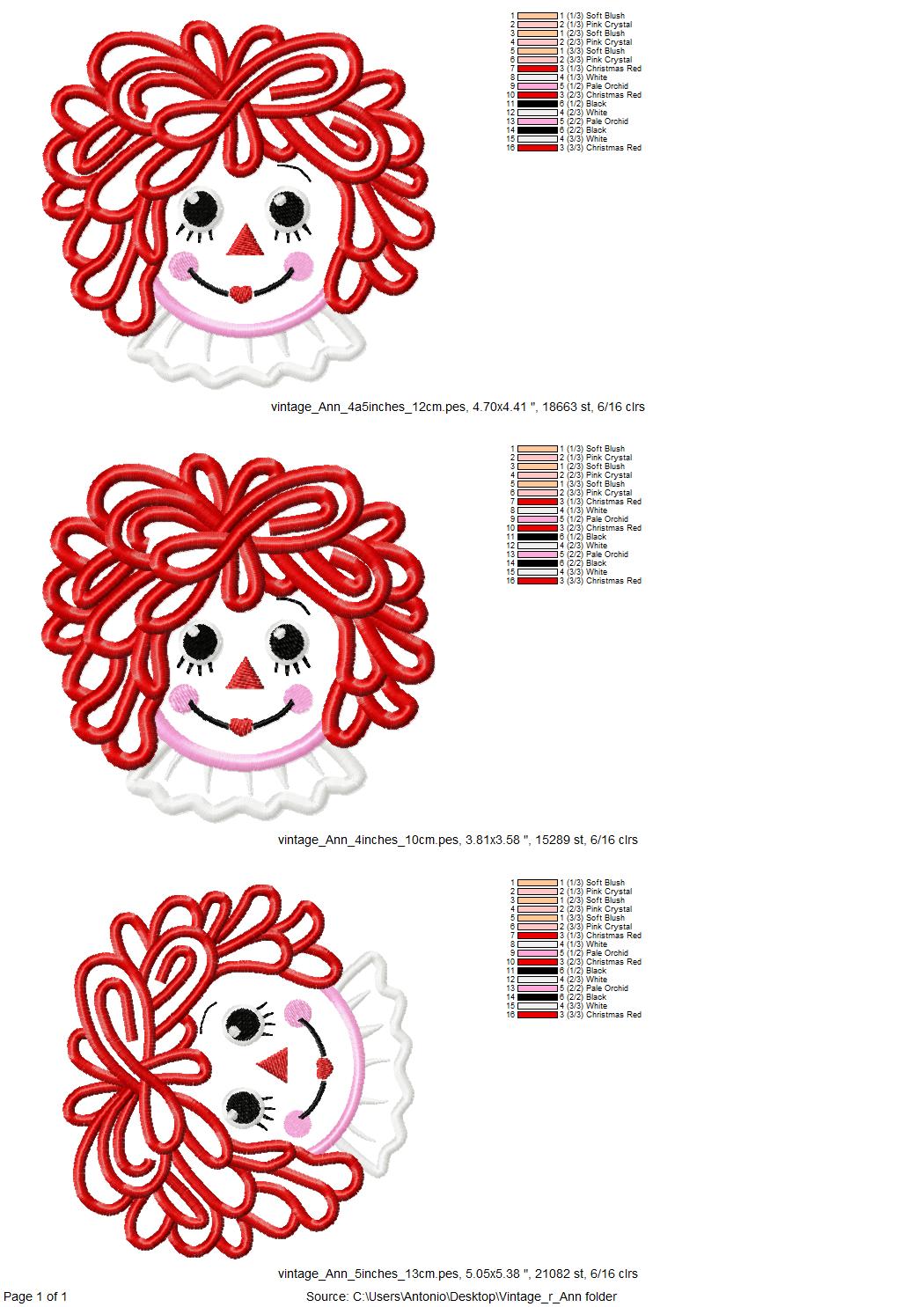 Raggedy Ann Applique