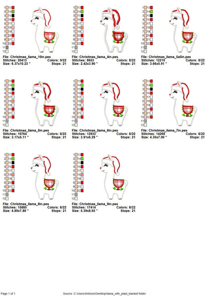 Llama with Santa Hat Applique