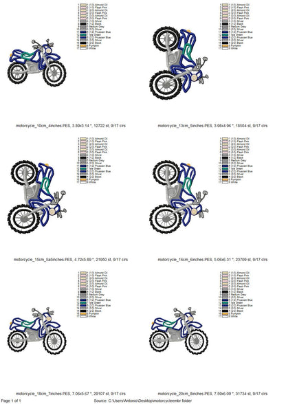 Motorcycle Applique machine embroidery designs – Sizes 4" 5" 5.5" 6" 7" 8" Digital Embroidery File | Artapli