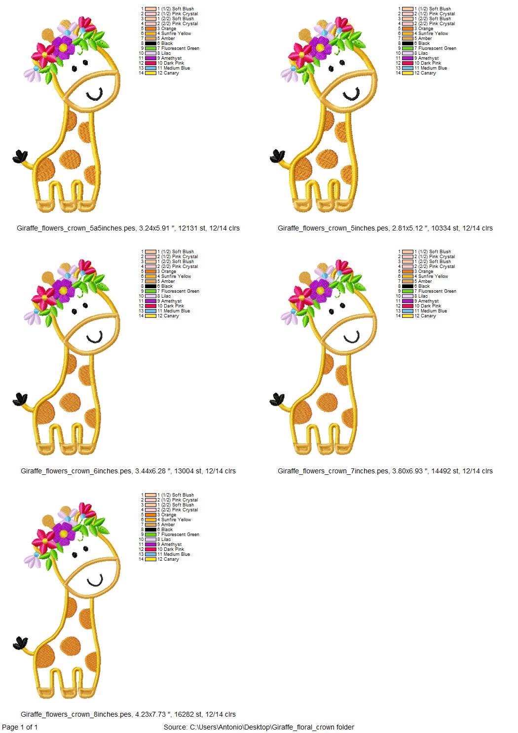 Little Giraffe Baby with Floral Crown