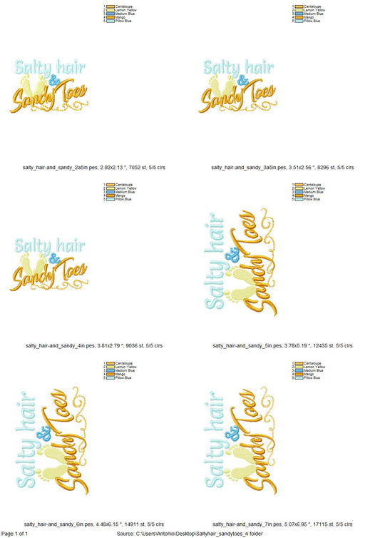 Salty Hair and Sandy Toes Saying