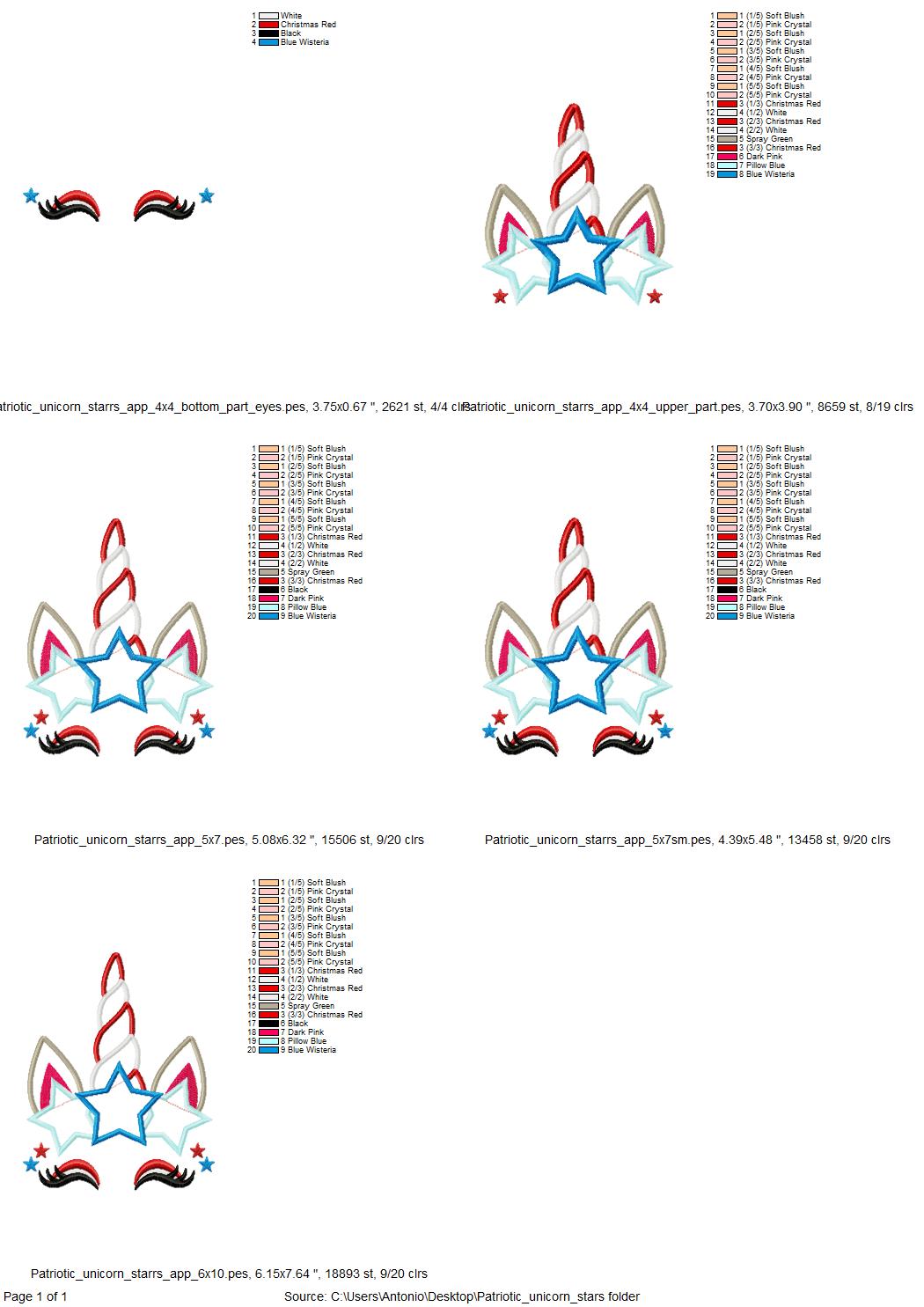 Patriotic Unicorn Applique