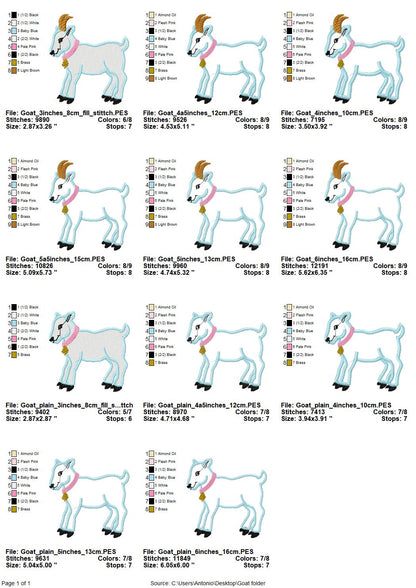 Goat with horns and without