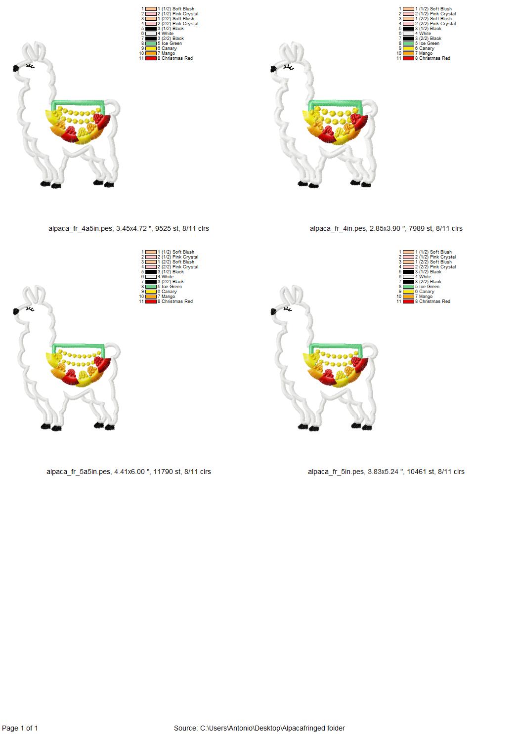 Llama Alpaca Fringed Tassels