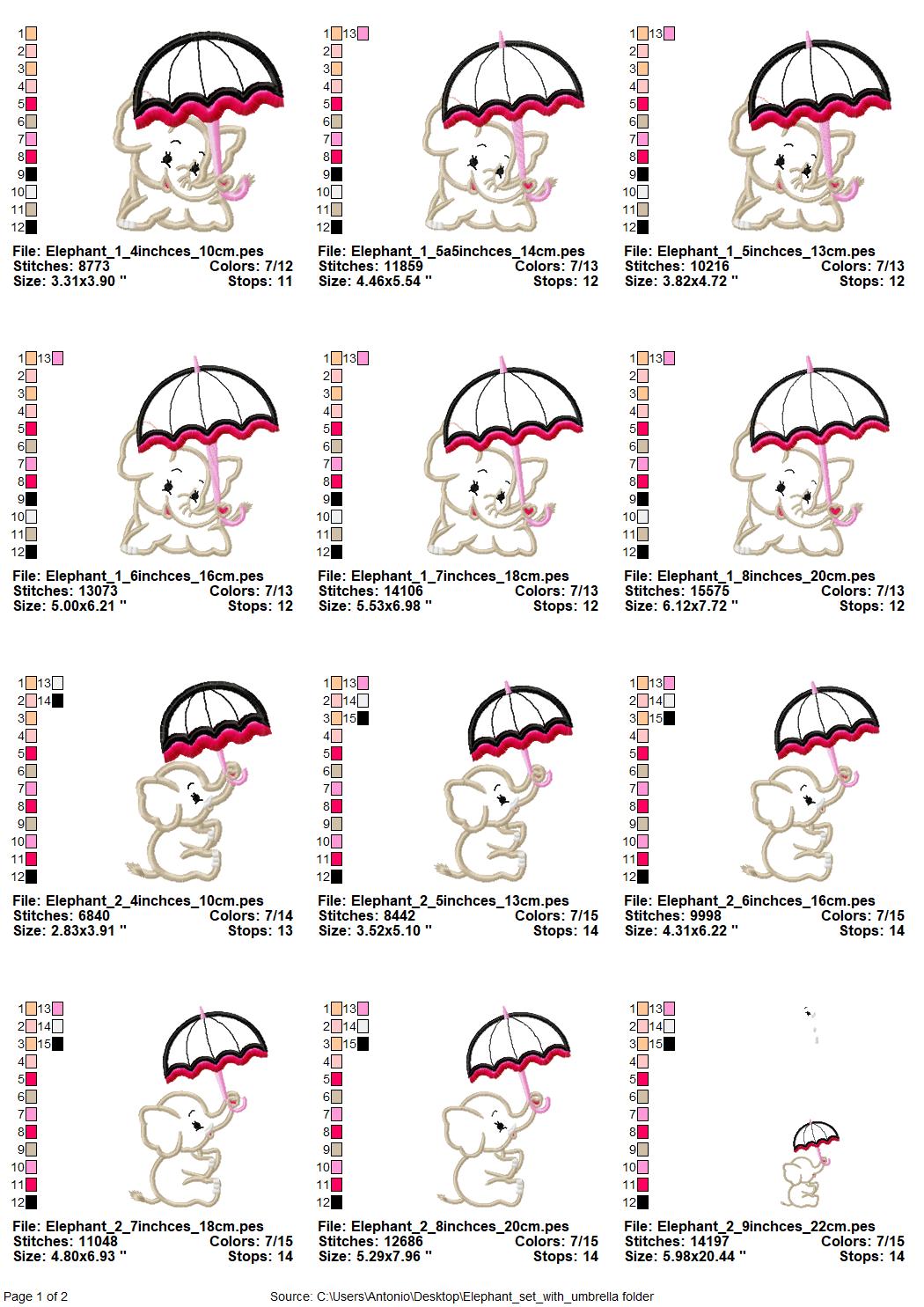 Elephant Baby with Umbrella Set of 3