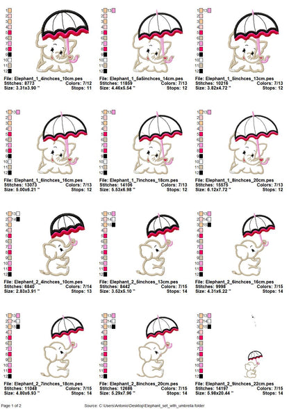 Elephant Baby with Umbrella Set of 3