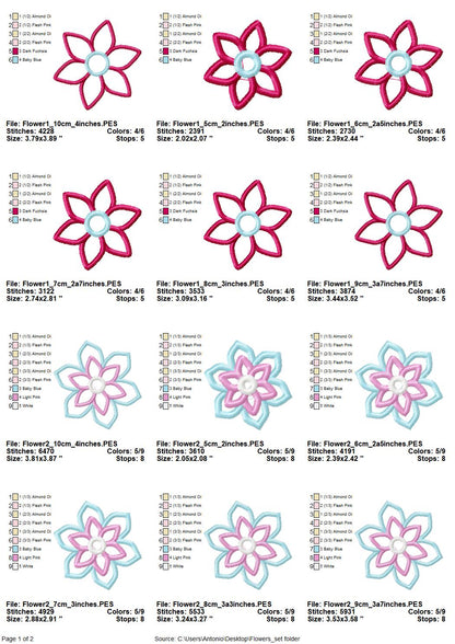 Floral Flower Set of 4