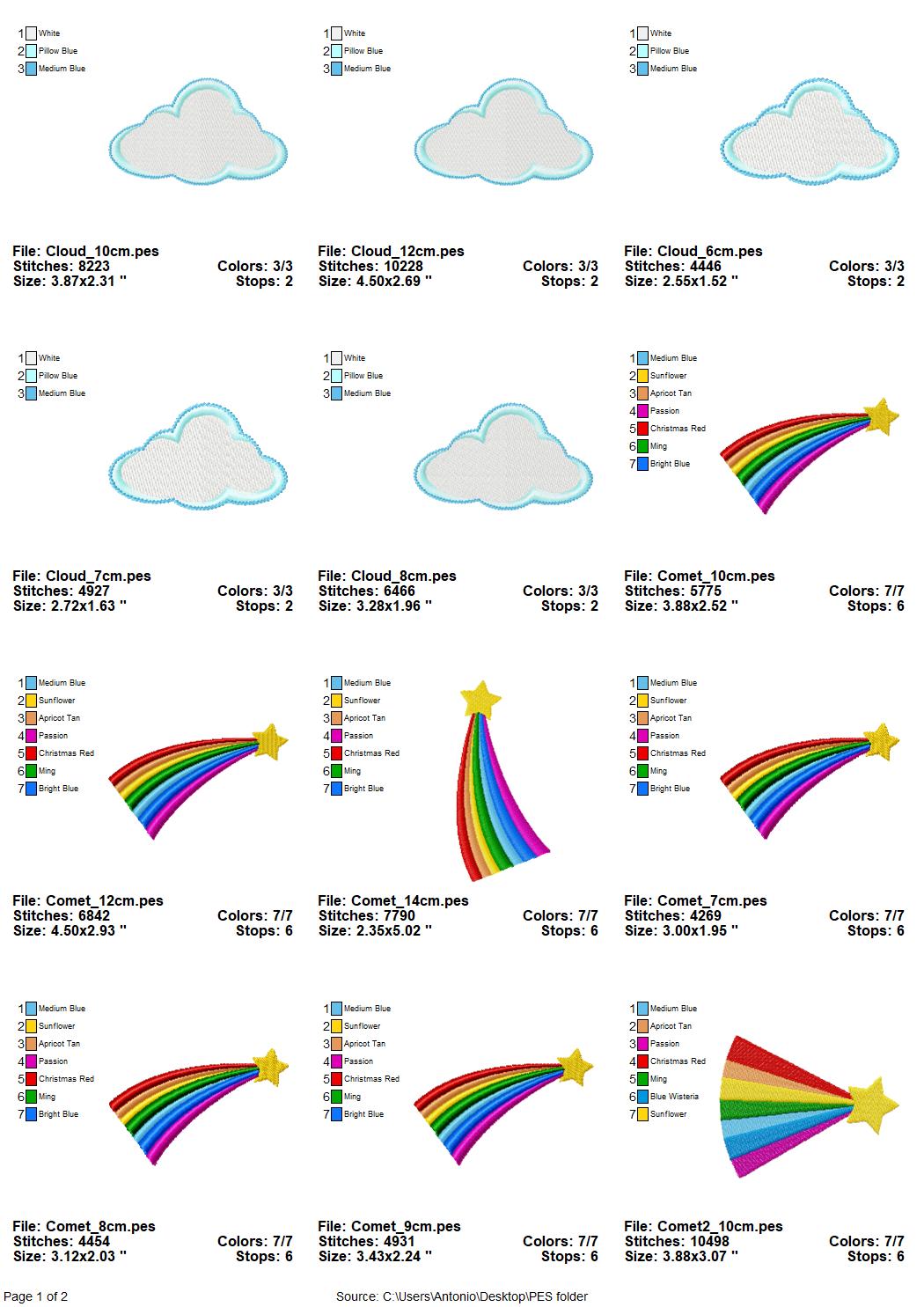 Rainbow Comet Cloud Star Set