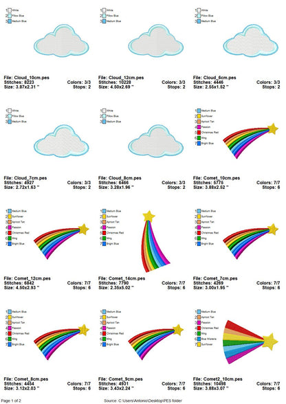 Rainbow Comet Cloud Star Set