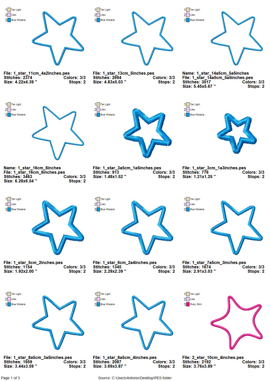 Star Applique Set of 3