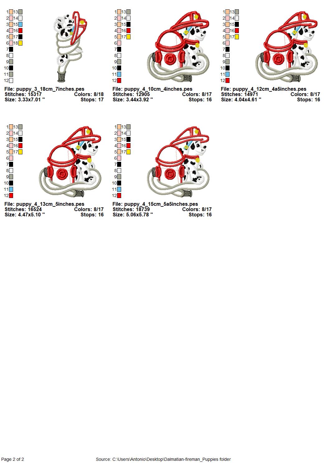 Dalmatian Fireman Puppy Set of 4
