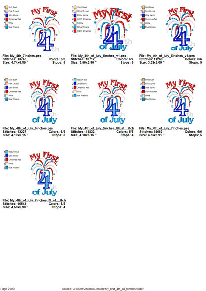 My first 4th of July and plain – Fill Stitch embroidery design instant download by Artapli