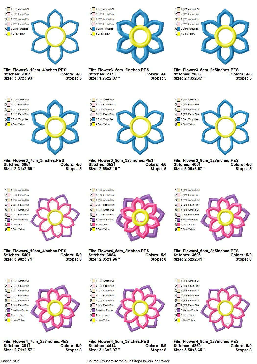 Floral Flower Set of 4