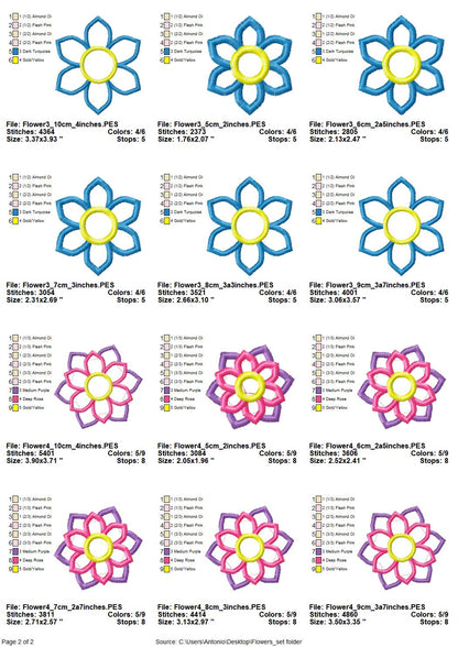 Floral Flower Set of 4