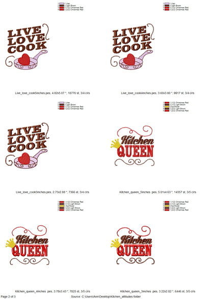 Live Love Cook Kitchen Quote Set