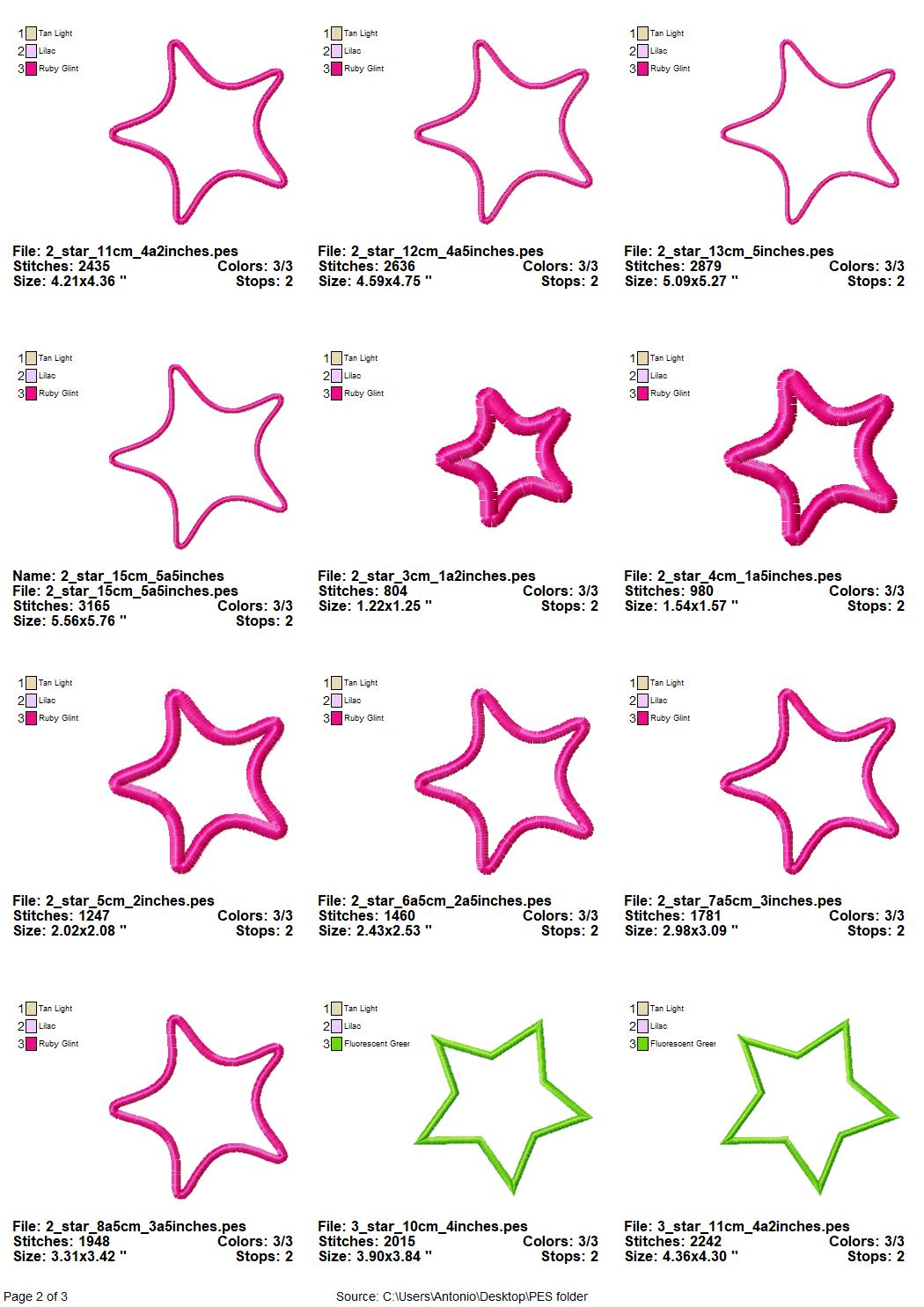 Star Applique Set of 3
