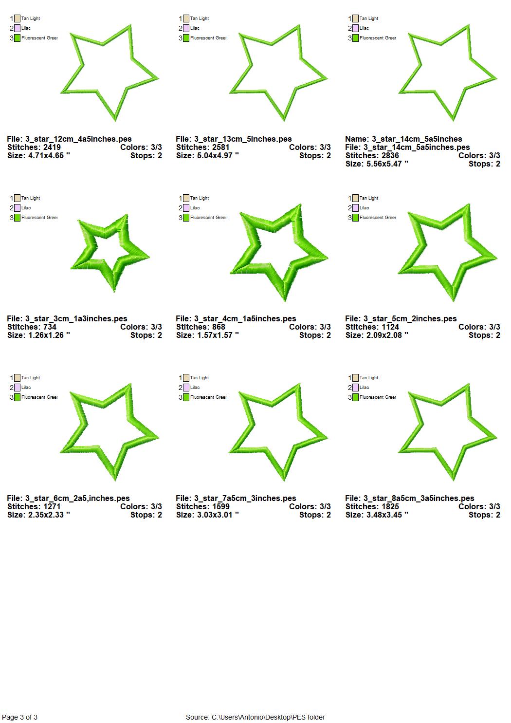 Star Applique Set of 3