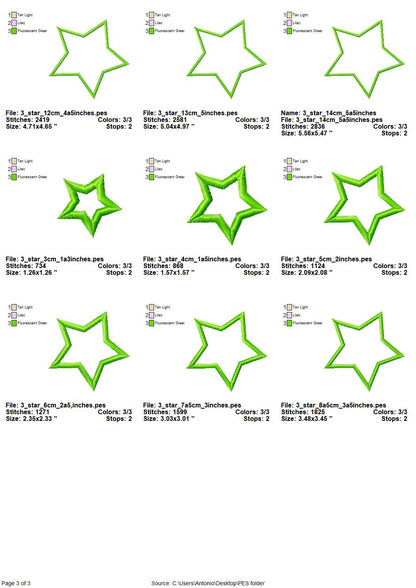 Star Applique Set of 3