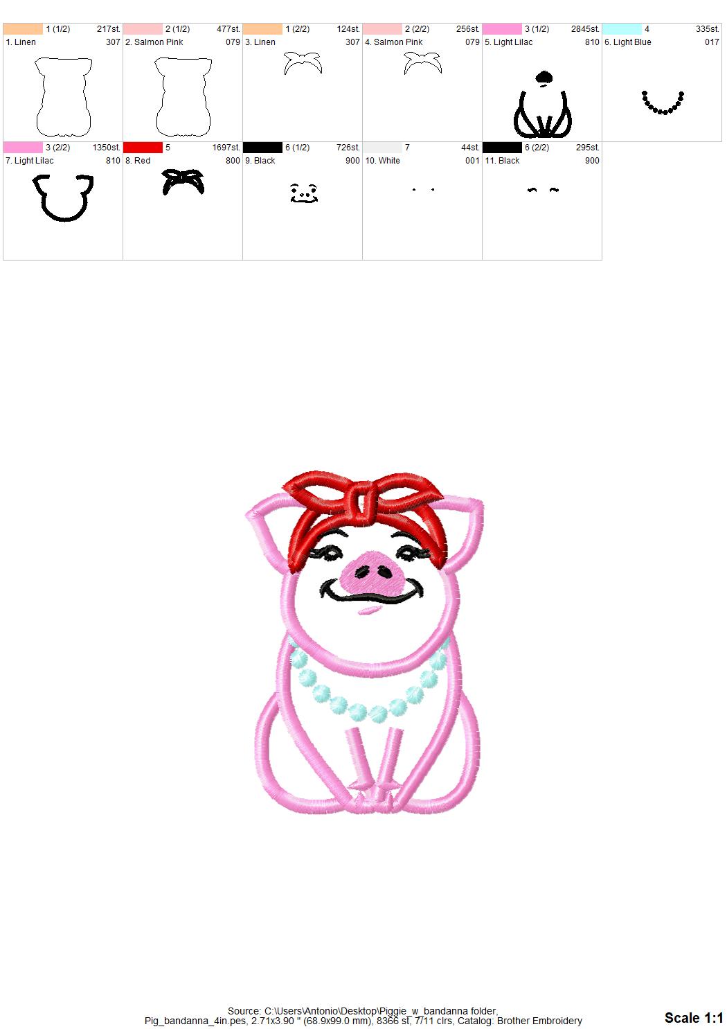 Piggie Pretty Pig with Bandanna