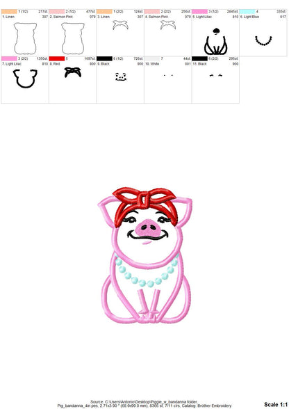 Piggie Pretty Pig with Bandanna