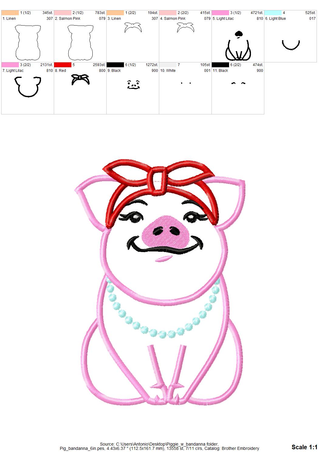 Piggie Pretty Pig with Bandanna