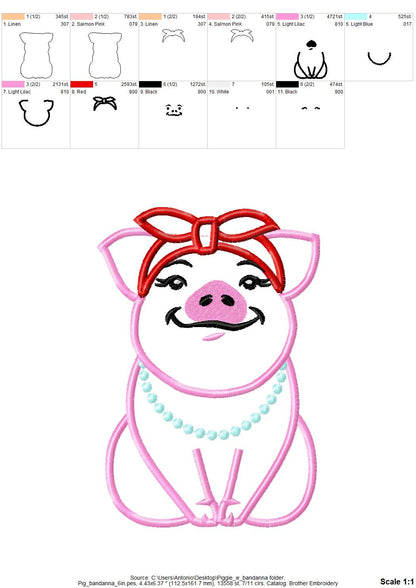 Piggie Pretty Pig with Bandanna