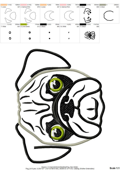 Pug Head Applique