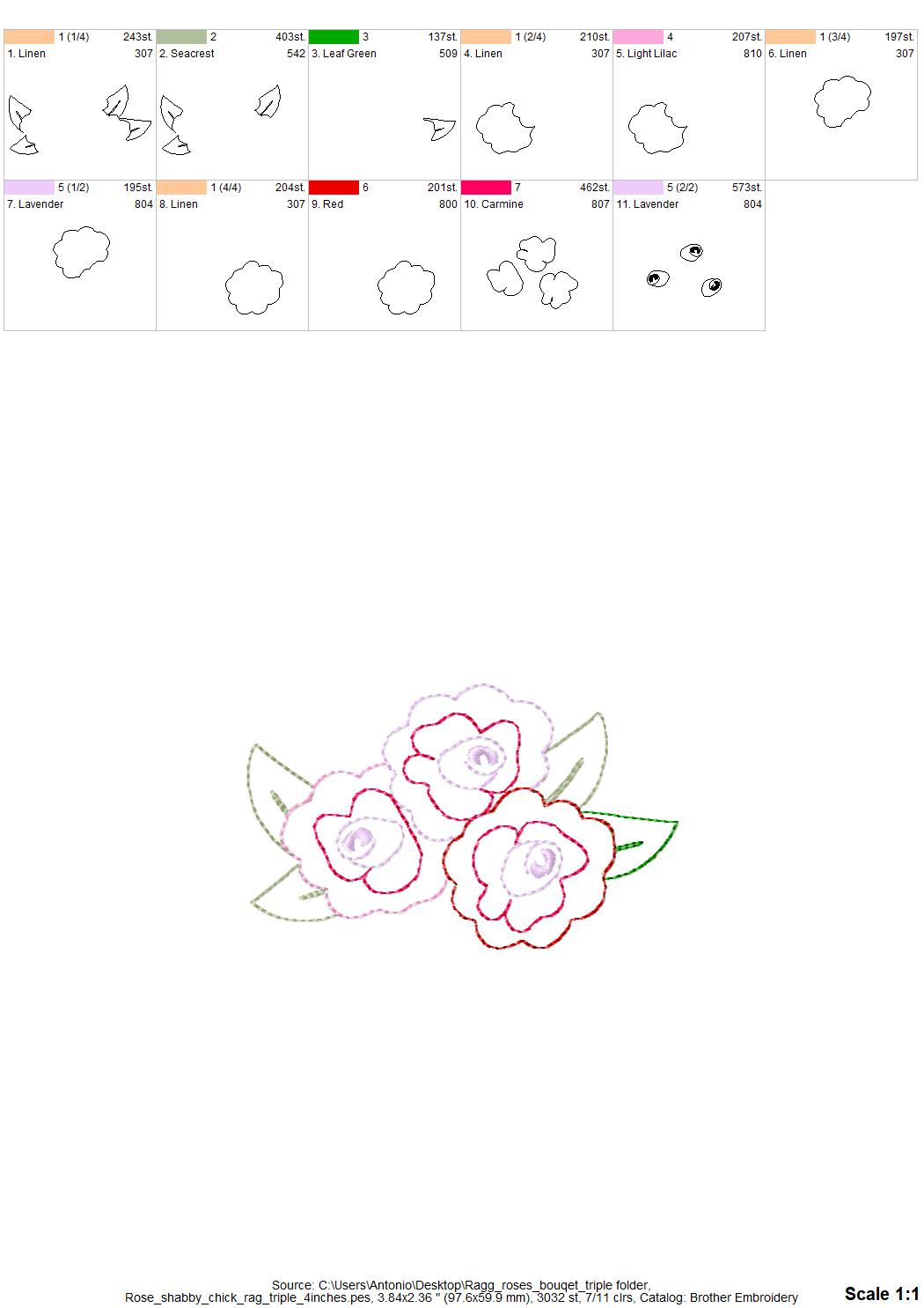 Raggedy Rose Applique