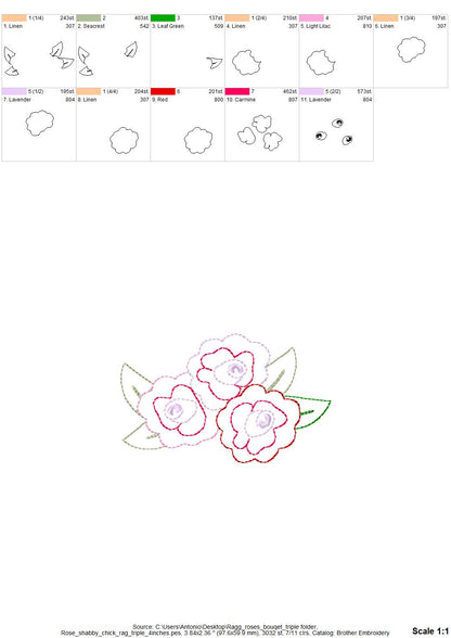 Raggedy Rose Applique