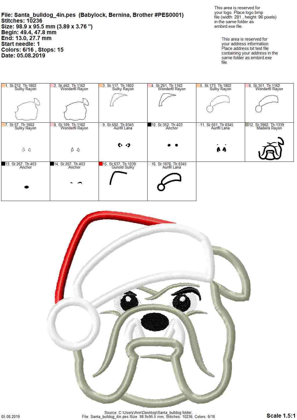 Bulldog with Santa Hat