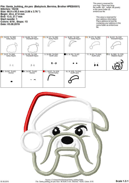 Bulldog with Santa Hat